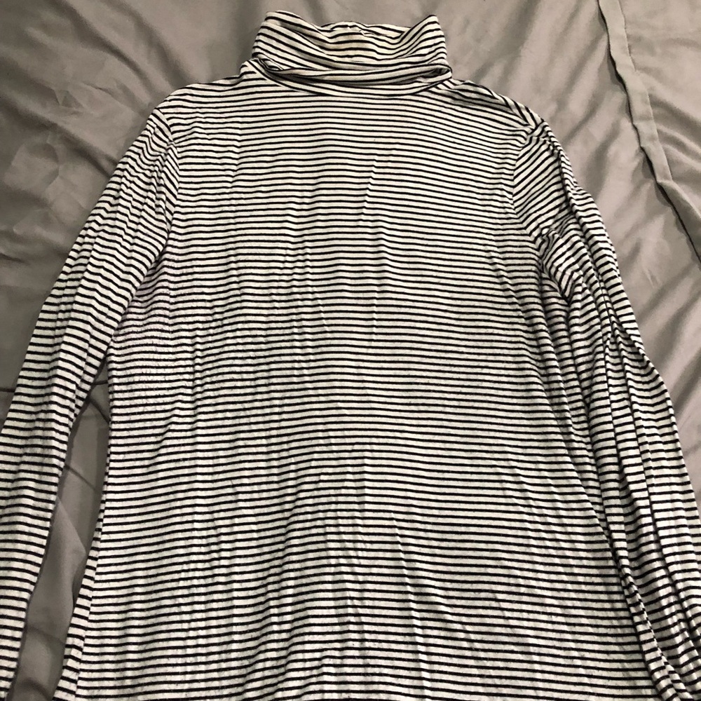 Black and white striped turtleneck shirt